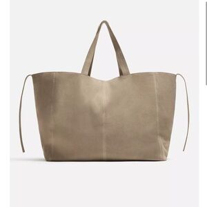 NWT Zara Leather Shopper Bag - Bone White & Zipper pocket inside STUNNING Piece!